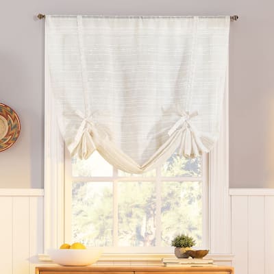No. 918 Louette Slub Stripe Semi-Sheer Rod Pocket 1-Piece Window Tie-up Shade - 42" x 63"