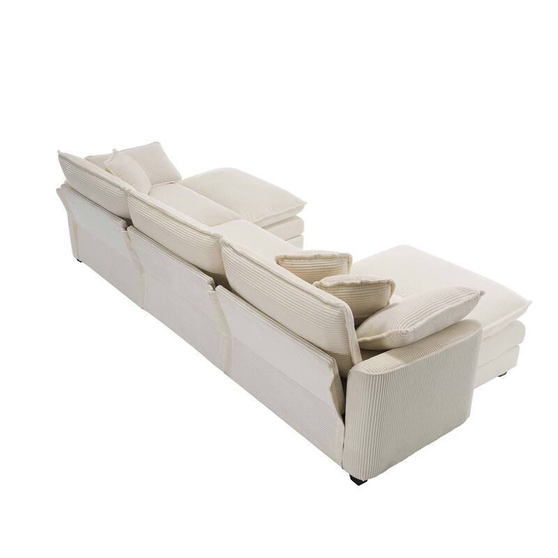 Corduroy U-Shape Modular Sofa with Ottomans, Convertible Corner Couch