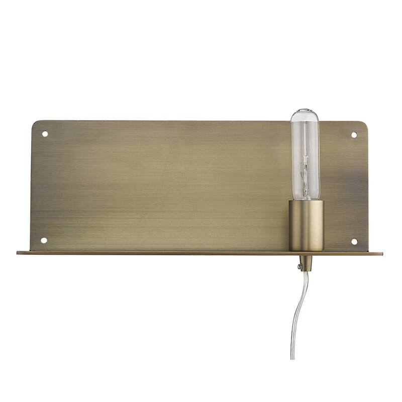 Dull Gold Plug-in Wall Sconce with Shelf and LED Compatible Metal Fixture for Entryway or Office - 6" H x 15" W x 5" D