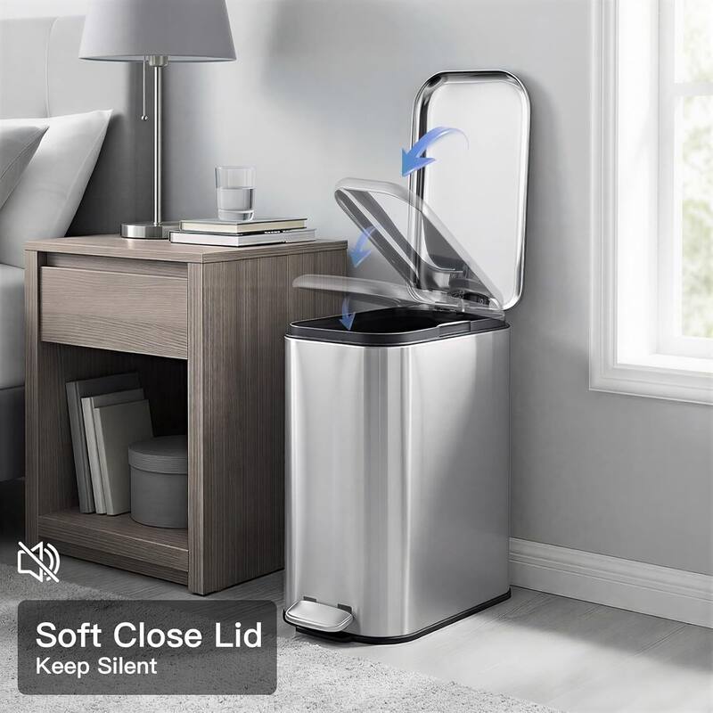 3.72 Gallons Trash Can, Step Garbage Can for Bathroom, Bedroom, Office, Kitchen