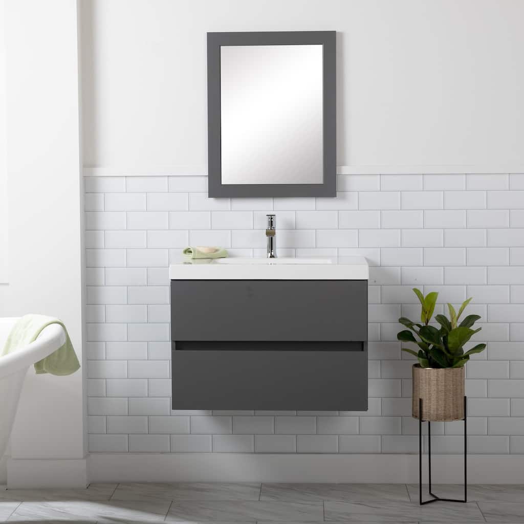 Spring Mill Cabinets Innes 30.5" 2-Drawer Floating Bathroom Vanity With White Sink Top