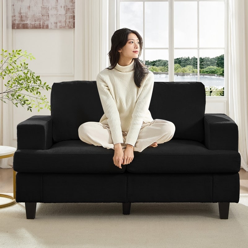 Mixoy W56"Loveseat Sectional Sofa,Chenille Fabric Cloud Sleeper Comfy Upholstered 2-Seater Couches