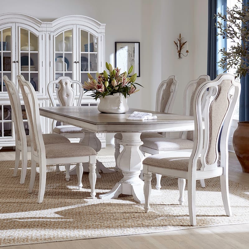 Liberty Furniture Magnolia Manor Double Pedestal Table and Chairs Dining Sets- Various Options - 6 Upholstered Side Chairs