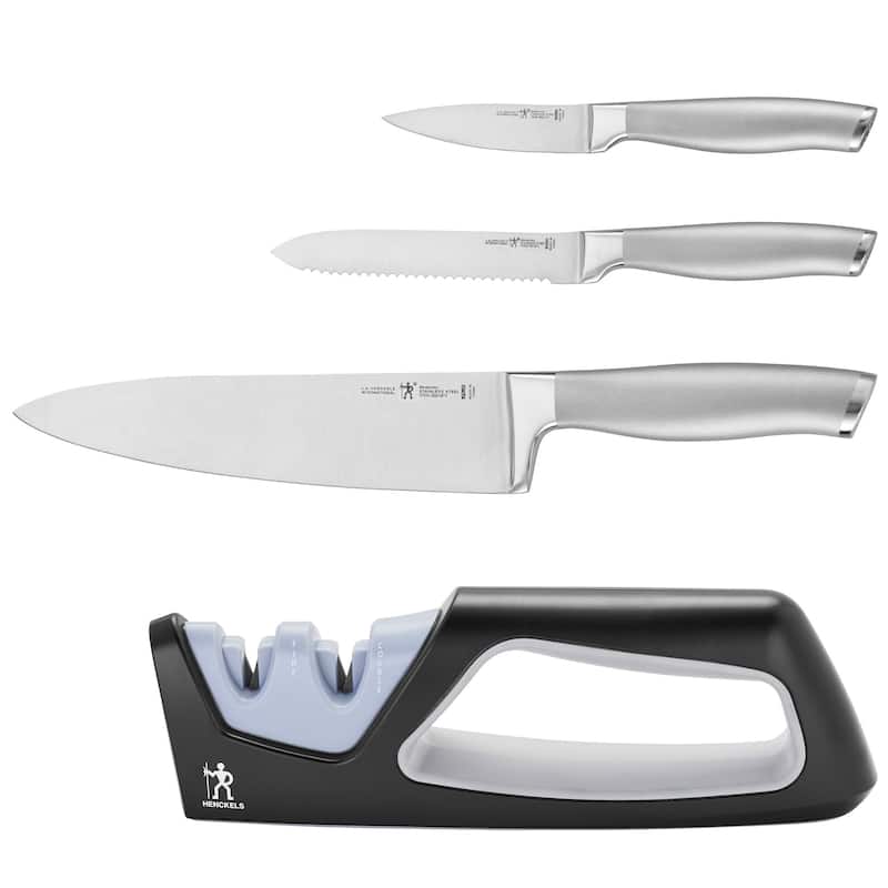 HENCKELS Modernist 4-pc Knife Set including Knife Sharpener - Stainless Steel - 4 Piece - 4-pc