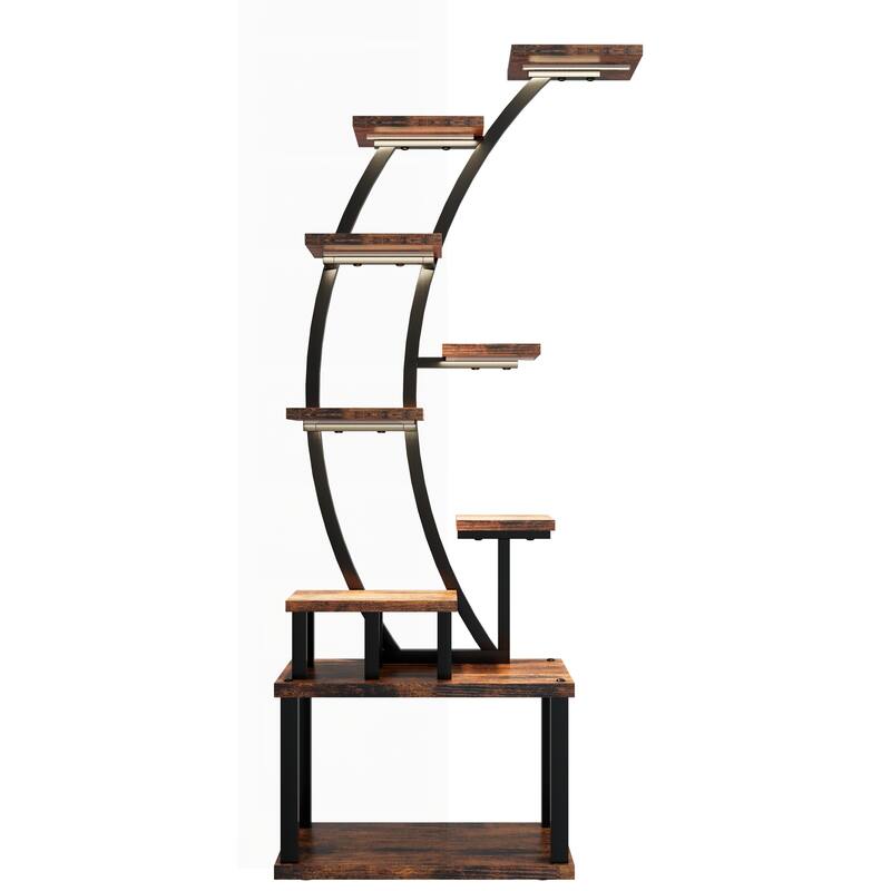 Versatile Indoor Plant Stand with Adjustable Lights and Sturdy Construction