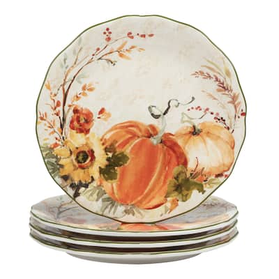 Certified International Harvest Morning 11" Dinner Plates, Set of 4 - 11" Diam x 0.75" High