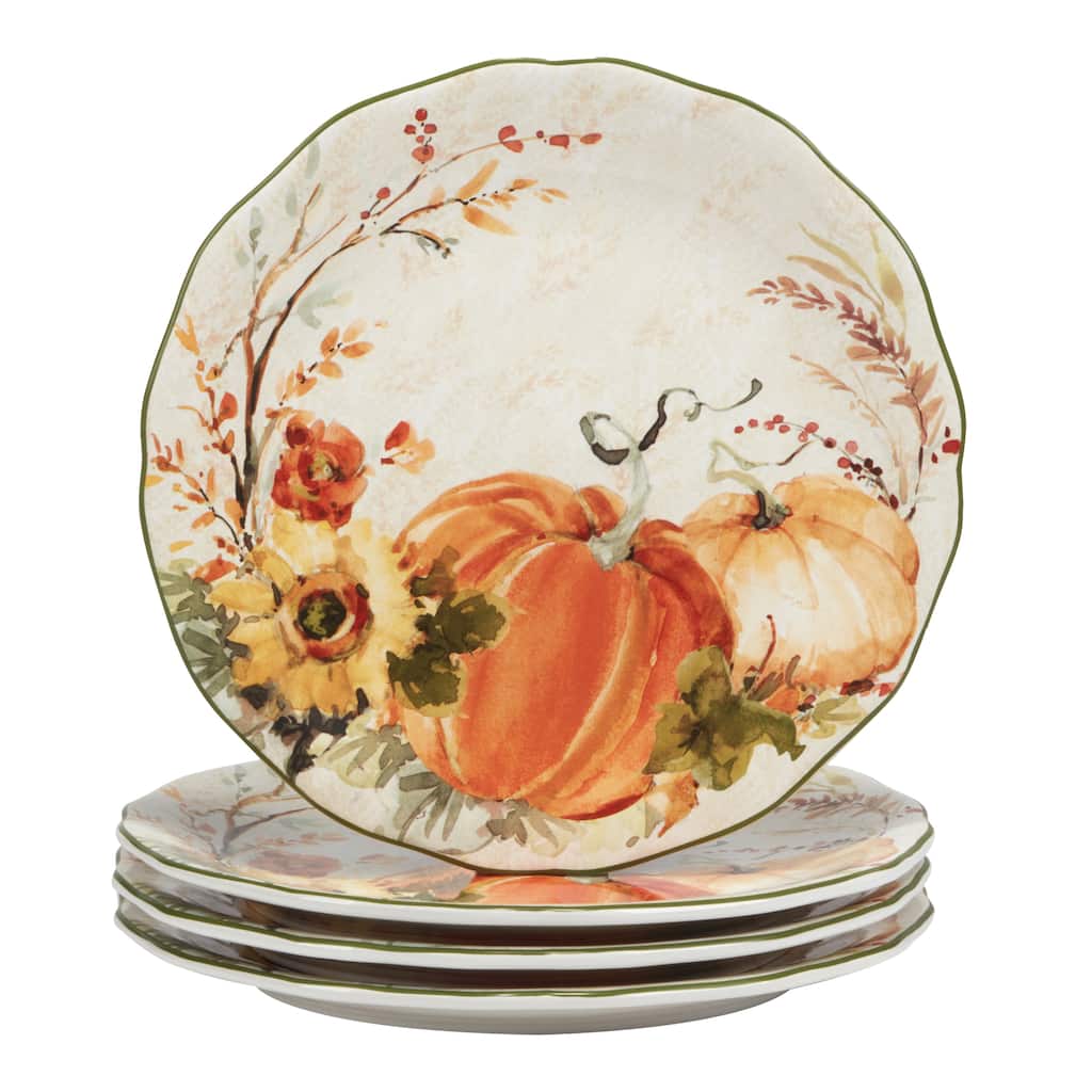 Certified International Harvest Morning 11" Dinner Plates, Set of 4 - 11" Diam x 0.75" High