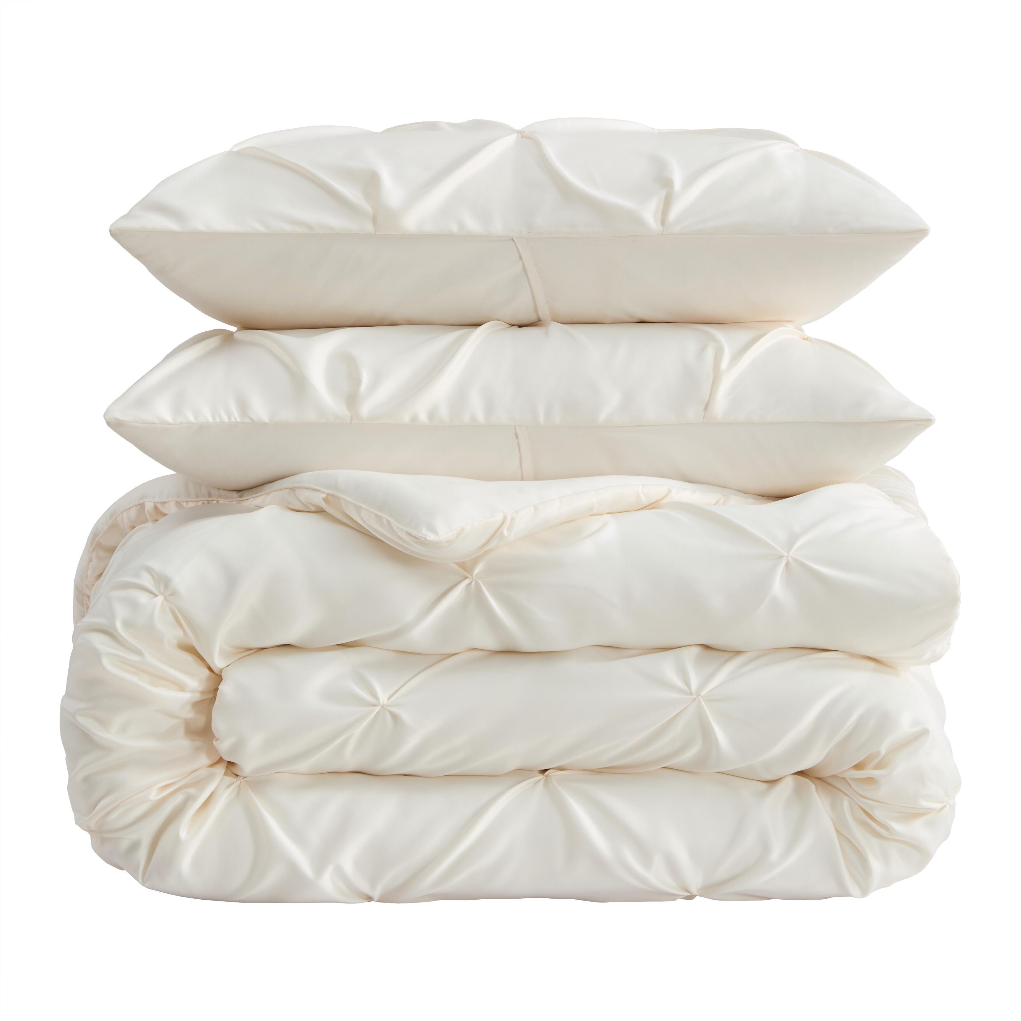 Laura Ashley Solid Satin Pintuck Reversible Comforter Set