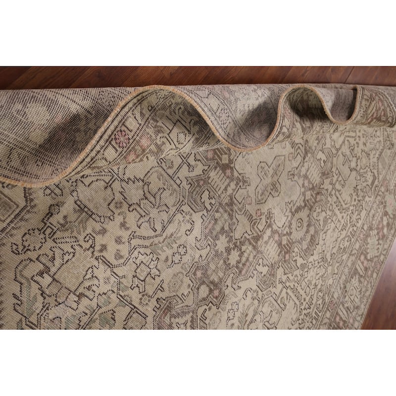 Distressed Tabriz Vintage Persian Rug Handmade Medallion Wool Carpet - 6'5" x 9'2"