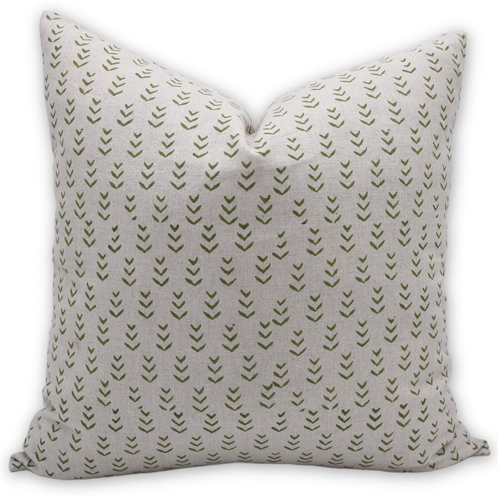 Fabdivine Soft Green Handmade Block Print Bed or Living Room Décor Pillow Cover