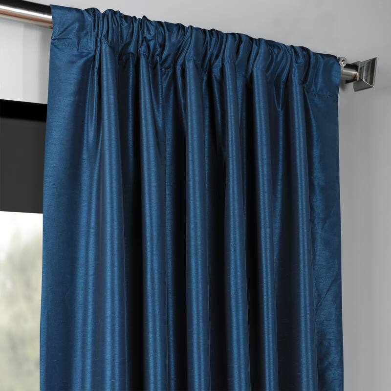 Exclusive Fabrics Blackout Textured Faux Dupioni Silk Curtains (1 Panel) - Luxurious Elegance and Superior Light Control