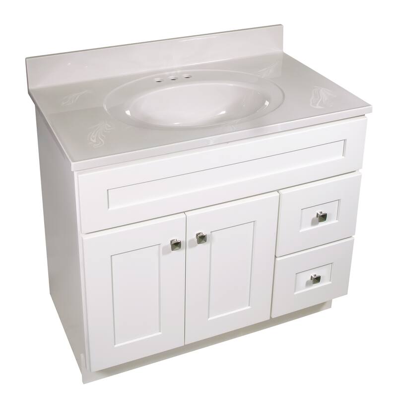 Design House Cultured Marble Vanity Top 37-Inch Single Bowl Sink