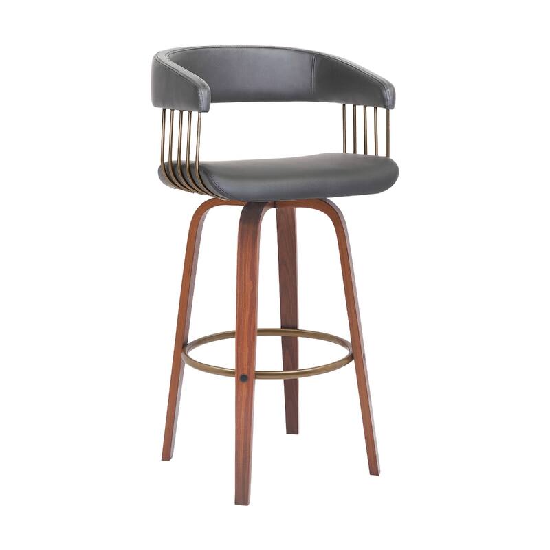 Modern Faux Leather Swivel Bar Stool with Full Back and Bucket Seat