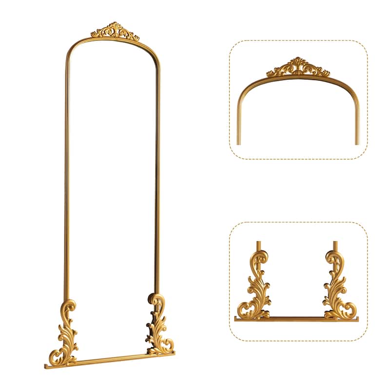 Vintage Arched Floor Mirror - Full Length Vanity Mirror