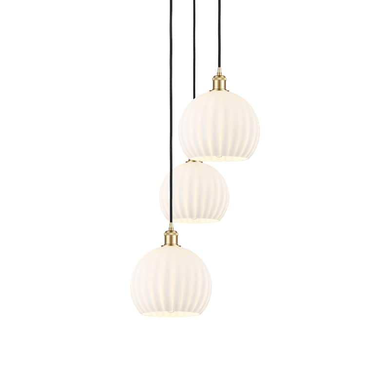 Innovations Lighting 113B-3P-42-17 White Venetian Pendant White - Satin Gold