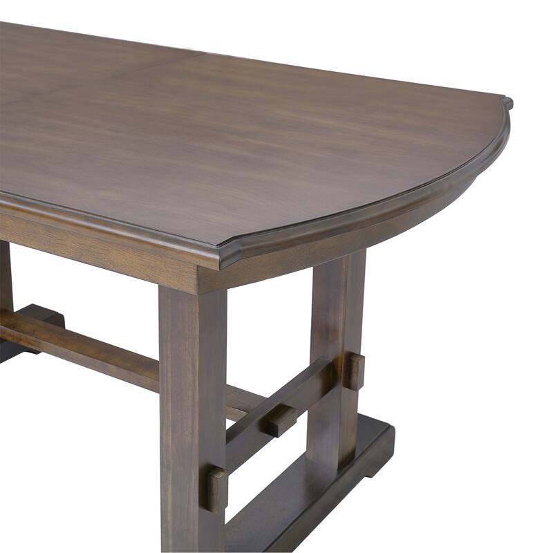 Roomfitters 60 to 78" Extendable Dining Table, Farmhouse Wooden Kitchen Table with Removable Leaf, Table for 4 to 8