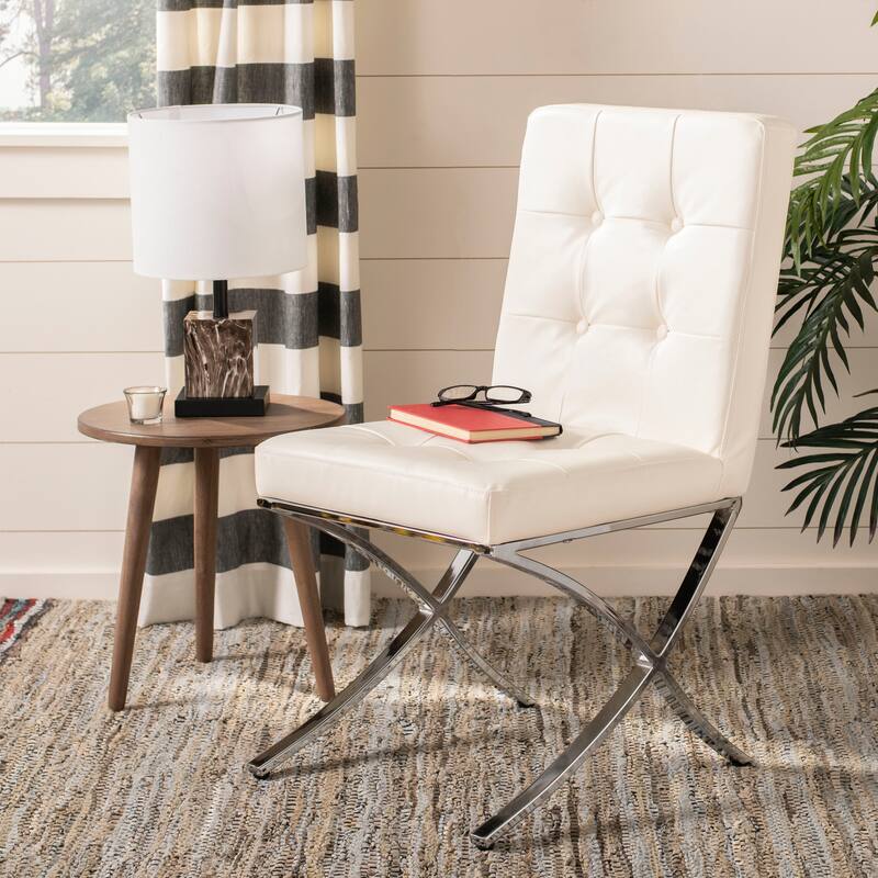 SAFAVIEH Merrilee Glam Black Chrome Tufted Side Chair - 19Wx23Dx35H