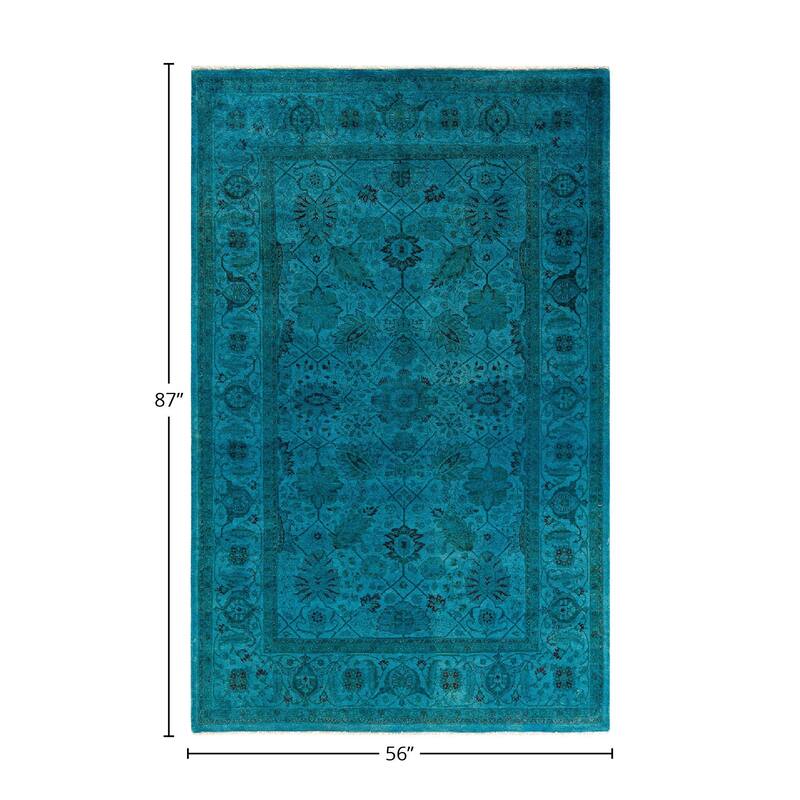 Fine Vibrance, One-of-a-Kind Hand-Knotted Area Rug - Blue, 4' 8" x 7' 3" - 4' 8" x 7' 3"