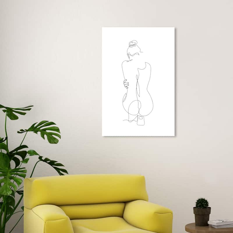 Wynwood Studio Canvas People and Portraits Kneeling Linework Black and Modern & Contemporary Wall Art Canvas Print - 20 x 30
