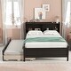preview thumbnail 2 of 22, Full Size Bed with Twin Trundle, 3 Drawers, Headboard Bookcase, Compact designed for Student & Kids, Bedroom Furniture