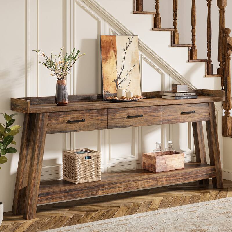 70.9-Inch Console Table with 3-Drawer, 2-Tier Sofa Table for Entryway