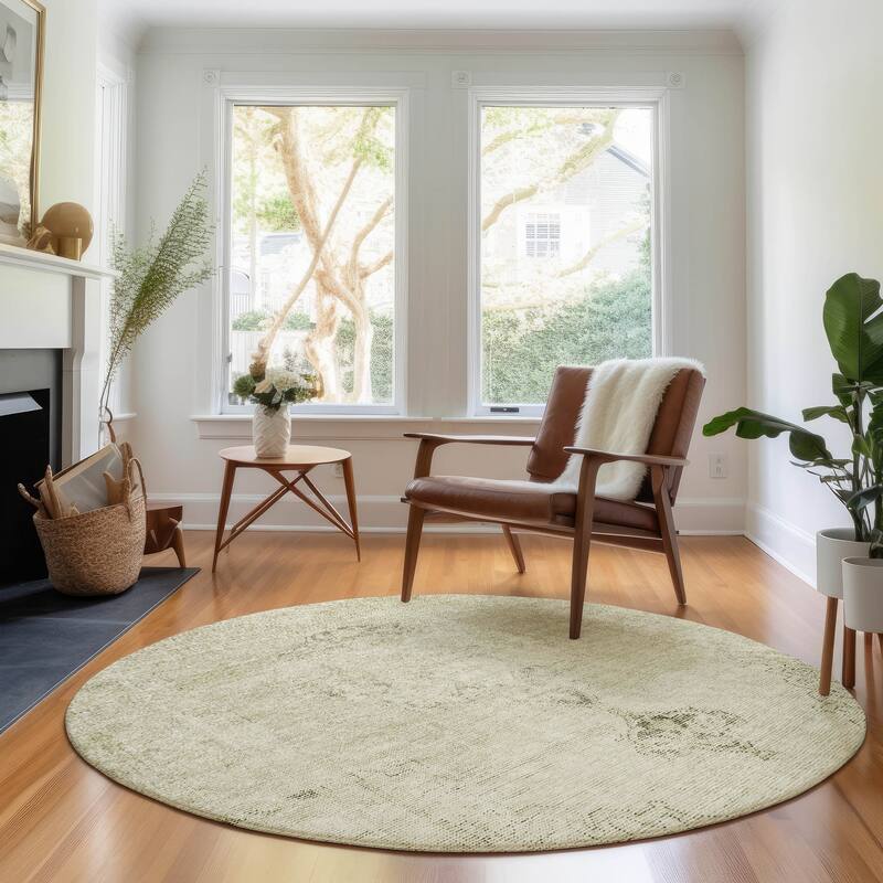 Premium Washable Super Soft Vintage Distressed Mayfield Rug - Beige - 8' x 8' - Round