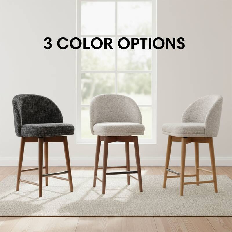 25.5" Swivel Solid Wood Leg Upholstered Counter Stool(Set of 4)