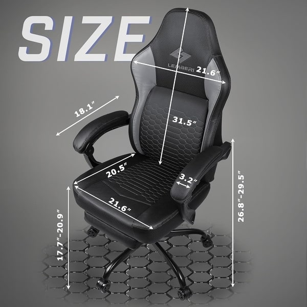 dimension image slide 3 of 4, Bossin Gaming Chairs with Footrest, Big and Tall Chair 400 Capacity, Racing Style Computer Chair with Ergonomic Lumbar Support