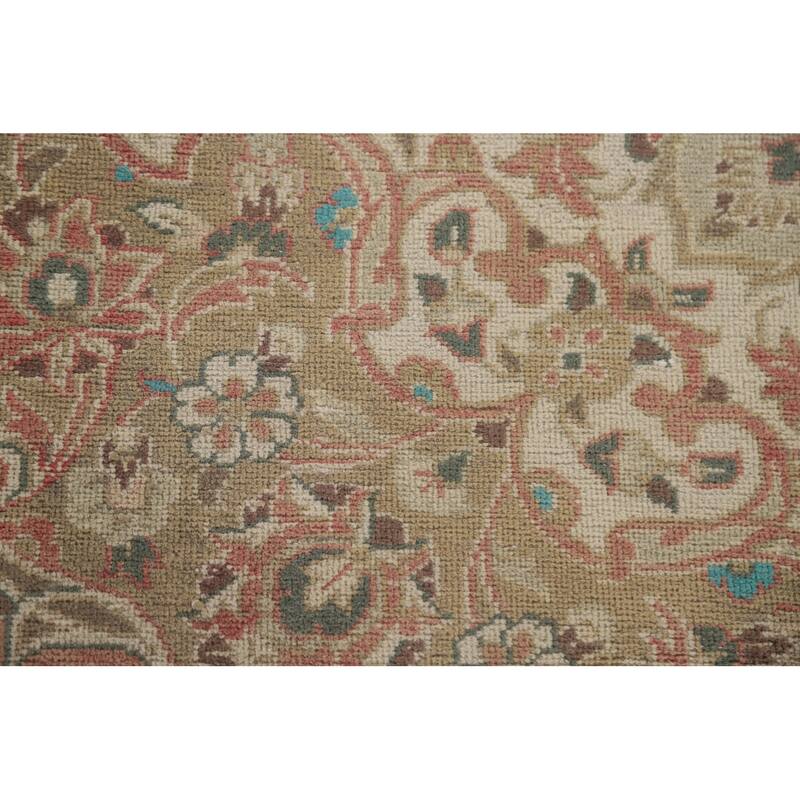 Hand Knotted Oriental 100% Wool Carpet Traditional Floral Pink Mashad Area Rug - 13' 9'' X 9' 7''