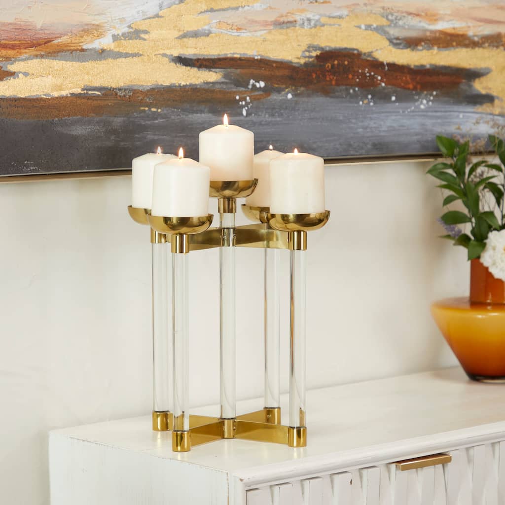 Gold Stainless Steel Candle Holder - 10"L x 10"W x 14"H