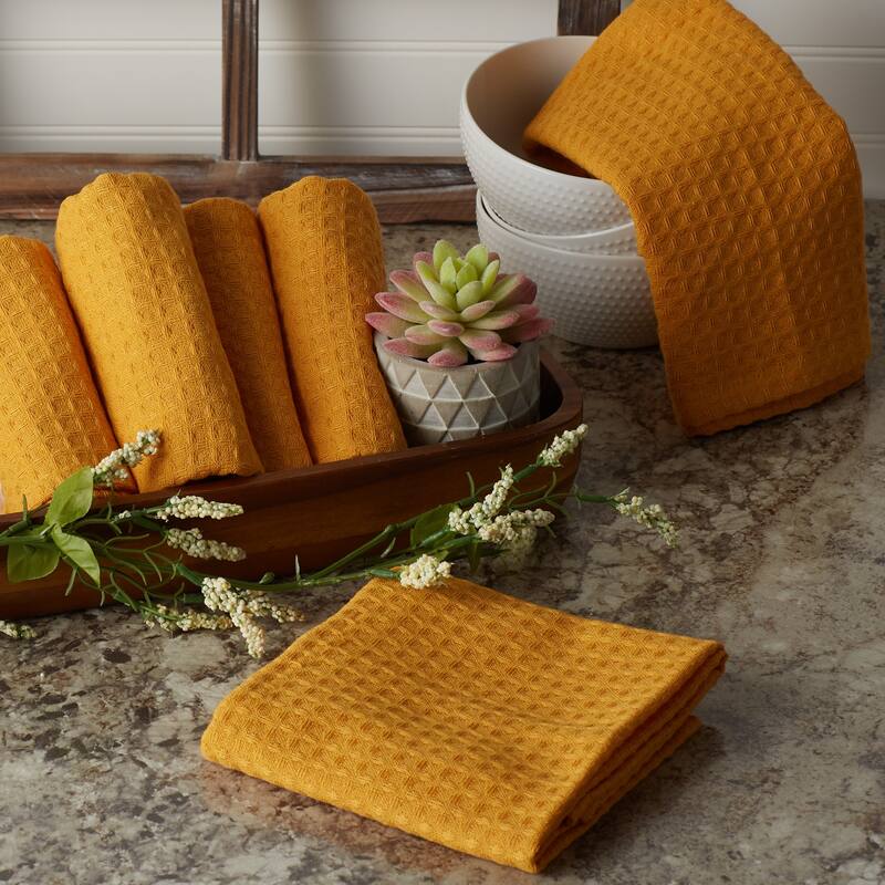 DII Black Recycled Cotton Waffle Dishtowel (Set of 6)