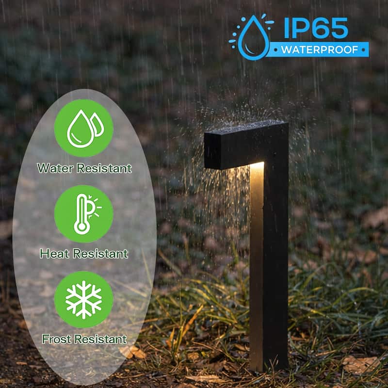 Low Voltage 12V Black Integrated LED Landscape Path Lights, Warm White Outdoor Garden & Driveway Lighting (6 Pack) - W6''