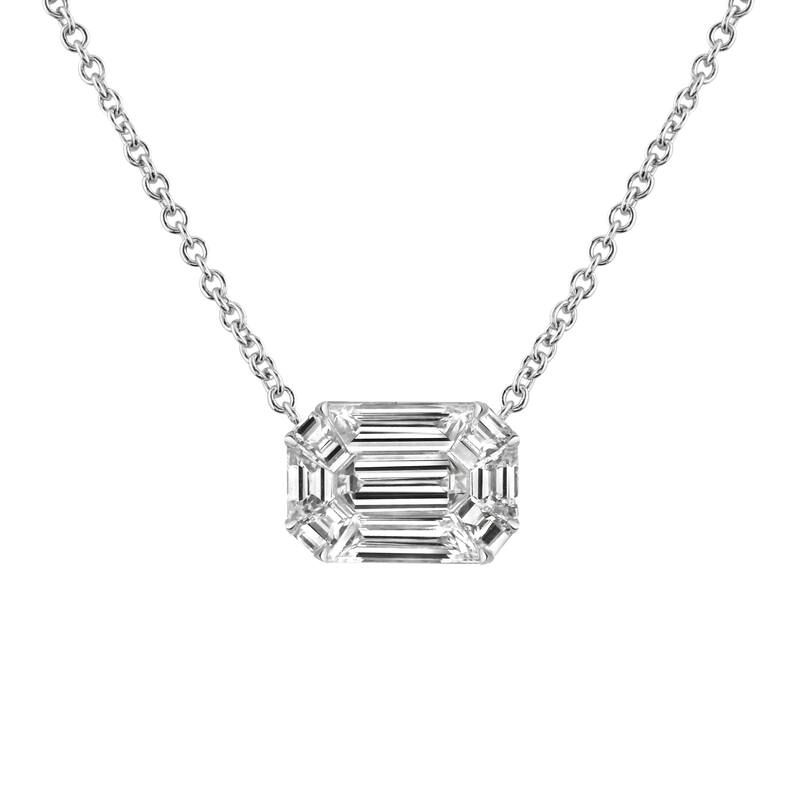 Auriya 14k Gold 1/2ctw Emerald Cut Solitaire Diamond Necklace (E-F, VS1-VS2) - White - White