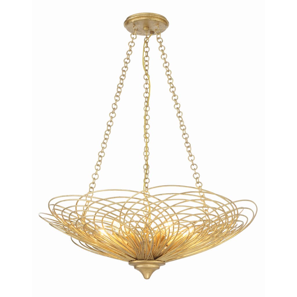 Doral 6 Light Renaissance Gold Chandelier - 24"W x 10"H x 24"D