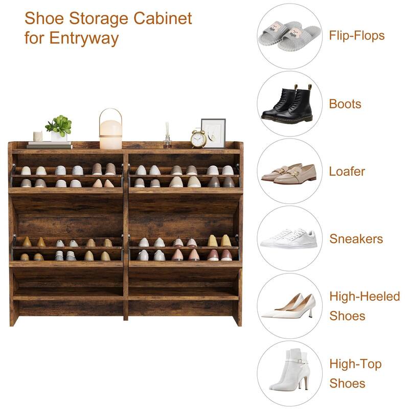 Drawer Wooden Shoe Cabinet with Adjustable Shelves