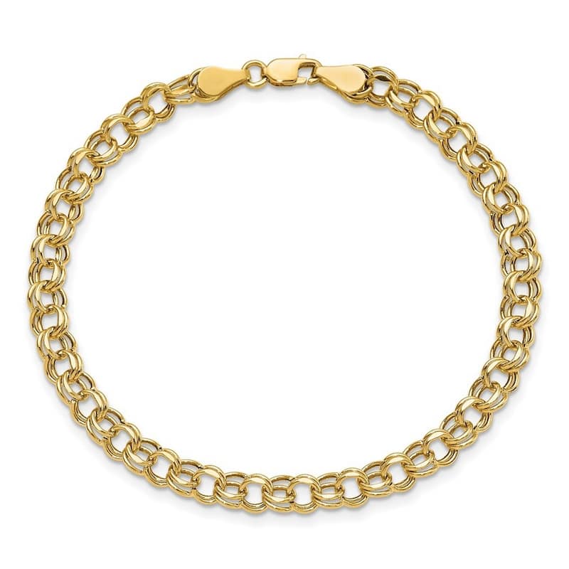 Curata 10k Yellow Gold Lite 5mm Double Link Charm Bracelet Options: 7" 8"