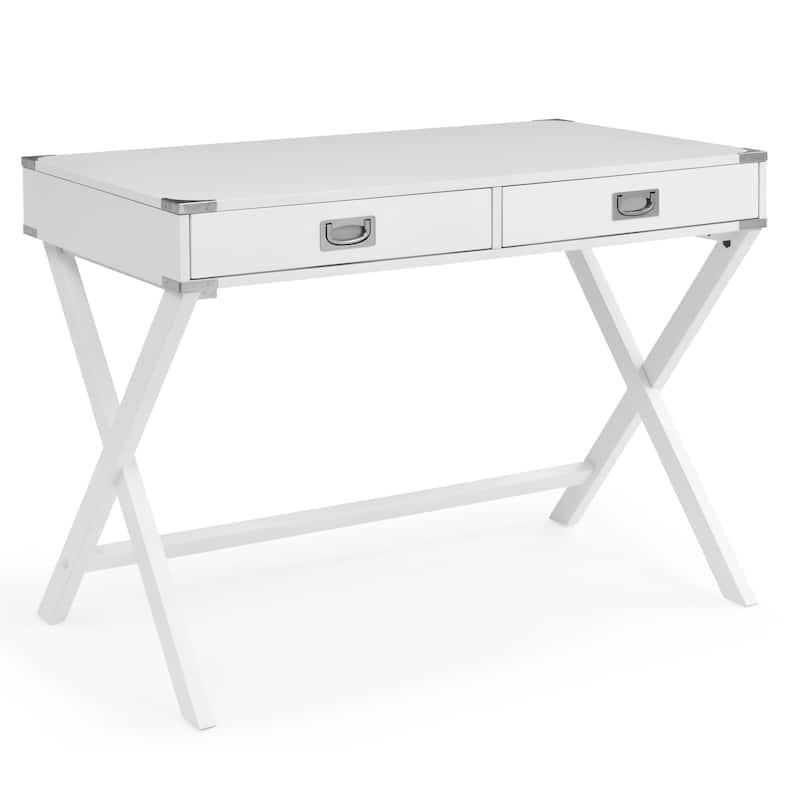 Computer Desk with Storage, Solid Wood Desk with Drawers, Modern Study Table for Home Office,Small Writing, White