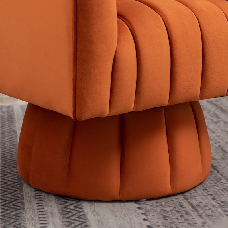 SEYNAR Modern Glam Velvet Upholstered Round Swivel Accent Arm Barrel Chair for Living Room