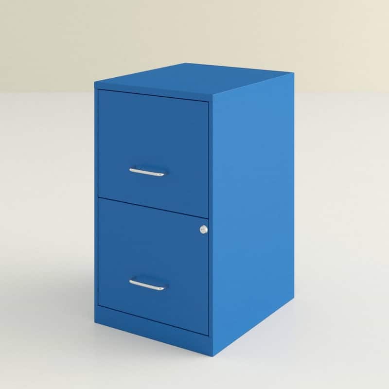 Blue Metal 2-Drawer Vertical Filing Cabinet with Lock and Smooth Glide Drawers