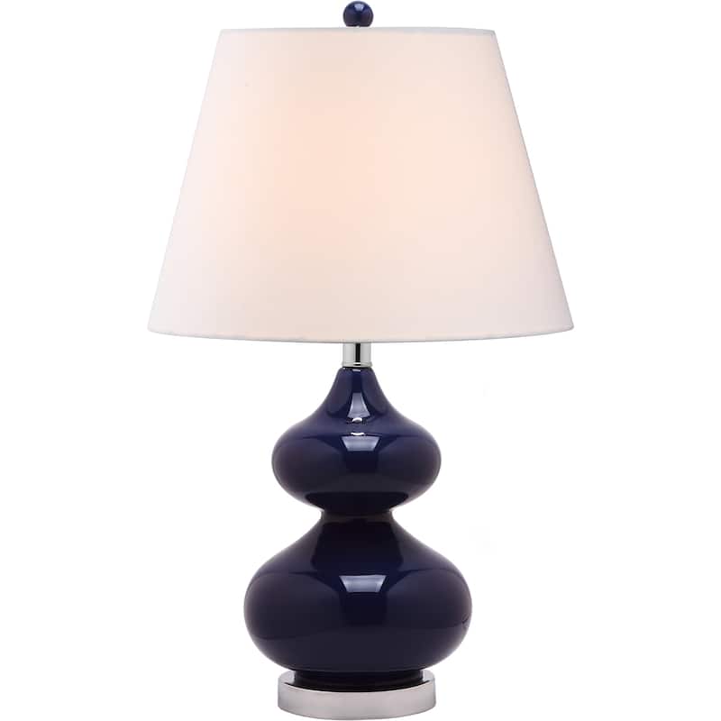 SAFAVIEH Lighting Kimberely 24-inch Double Gourd Glass White Table Lamp (Set of 2) - 14"x14"x24" - 14Wx14Dx24H