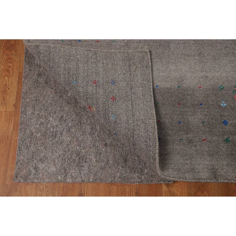 Hand Knotted Oriental 100% Wool Carpet Tribal Tribal Greys & Charcoal Gabbeh Area Rug - 10' 1'' X 8' 3''