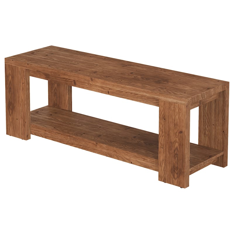 Solid Wood TV Stand, Media Console with Open Shelves, TV Entertainment Center Living Room Bedroom Accent Television Stand