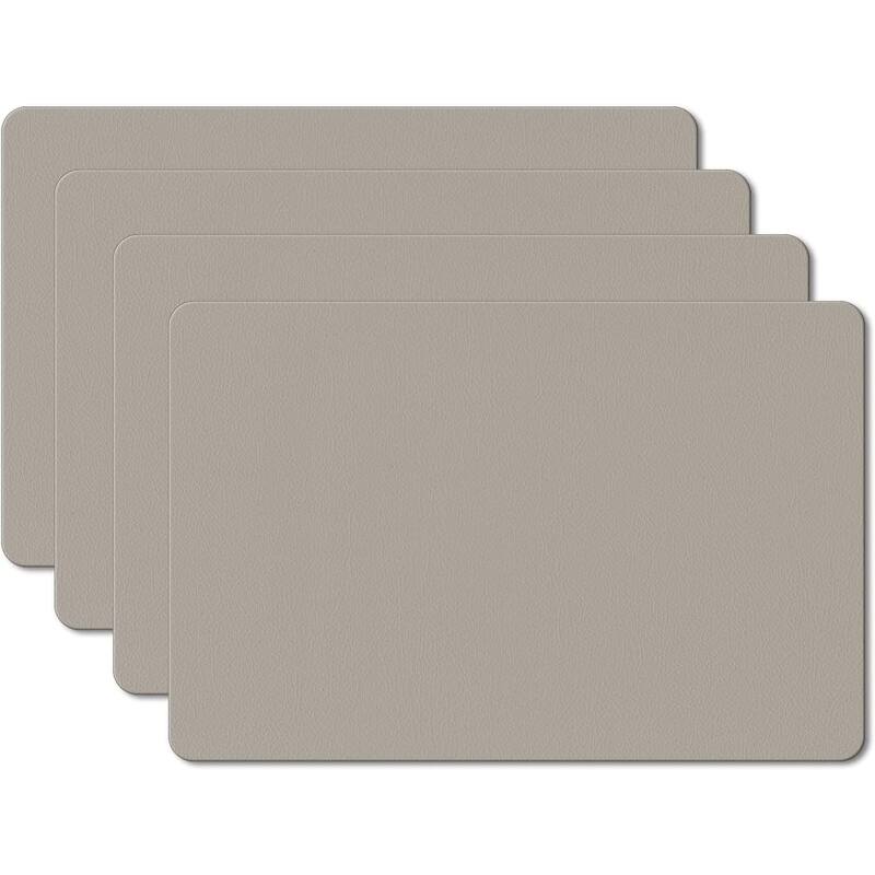 Grey/White Reversible Faux Leather Flexible Placemat 4 Pack Easy to Clean, BPA Free - multi - Set of 4