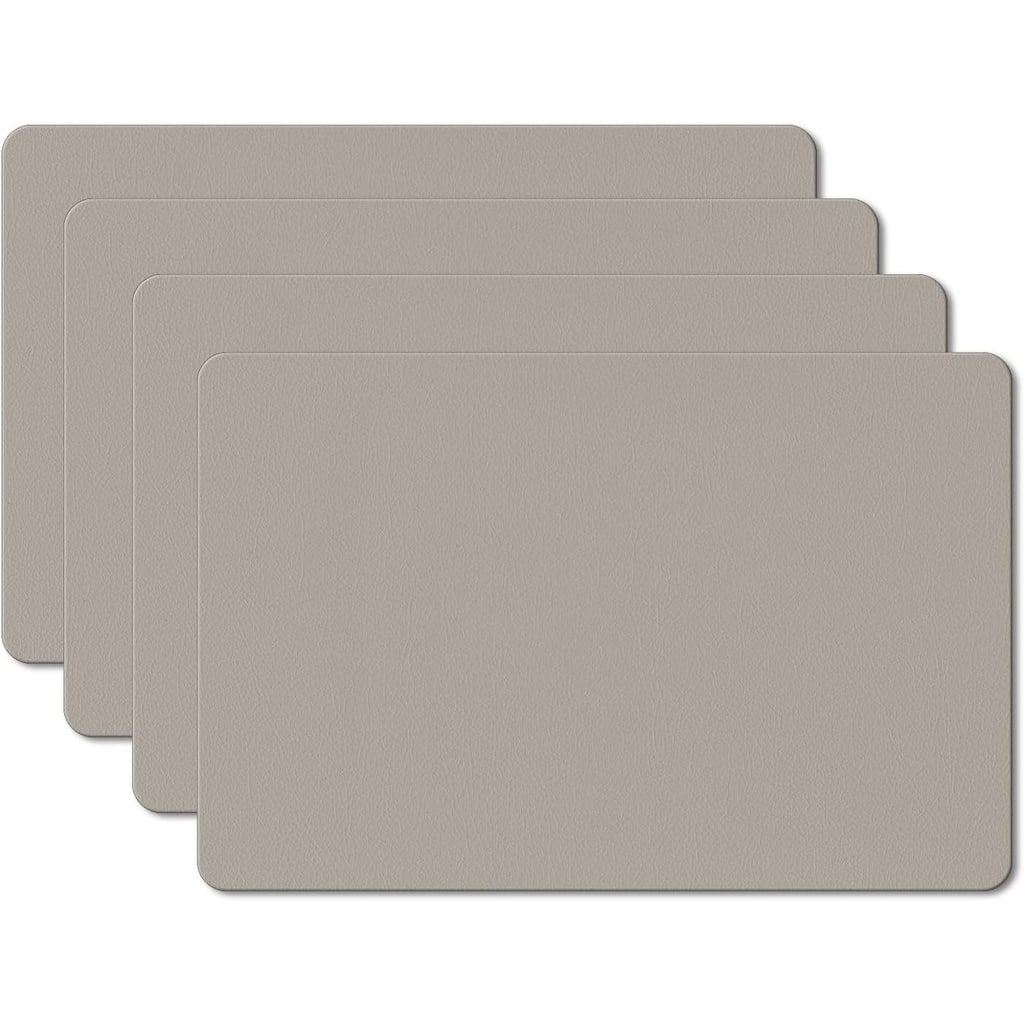 Grey/White Reversible Faux Leather Flexible Placemat 4 Pack Easy to Clean, BPA Free
