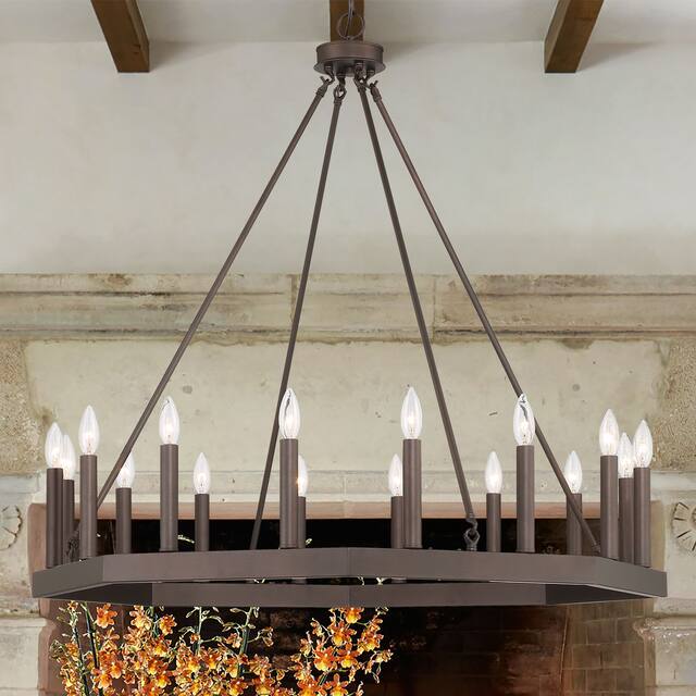 The Gray Barn Orchard House Vintage Wagon Wheel 16-light Chandelier - Oil Rubbed Bronze