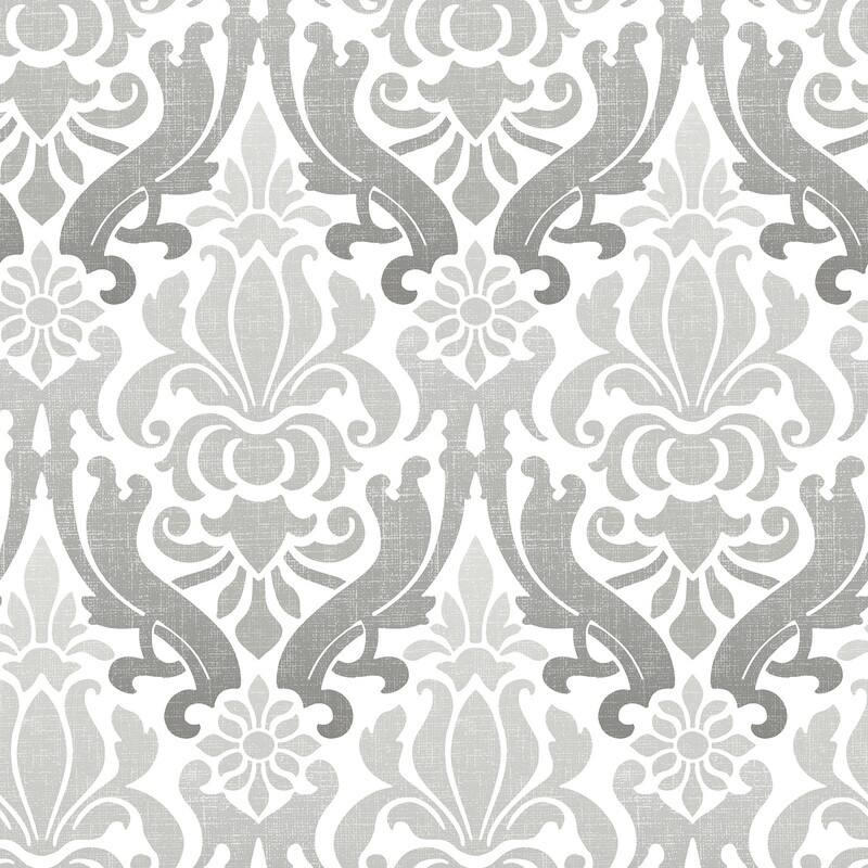 NuWallpaper Grey Nouveau Damask Peel & Stick Wallpaper - 216in x 20.5in x 0.025in