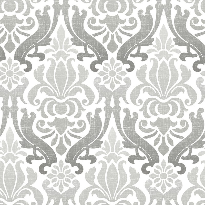 NuWallpaper Grey Nouveau Damask Peel & Stick Wallpaper - 216in x 20.5in x 0.025in