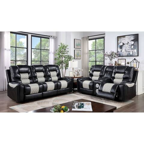 Furniture of America Larconne Black 2-Piece Power Reclining Sofa Set
