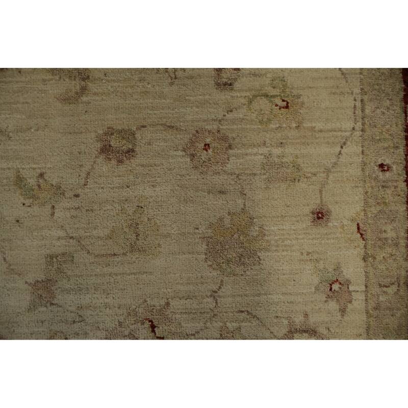 Hand Knotted Oriental 100% Wool Carpet Transitional Floral Beige & Ivories Oushak Area Rug - 7' 8'' X 5' 6''