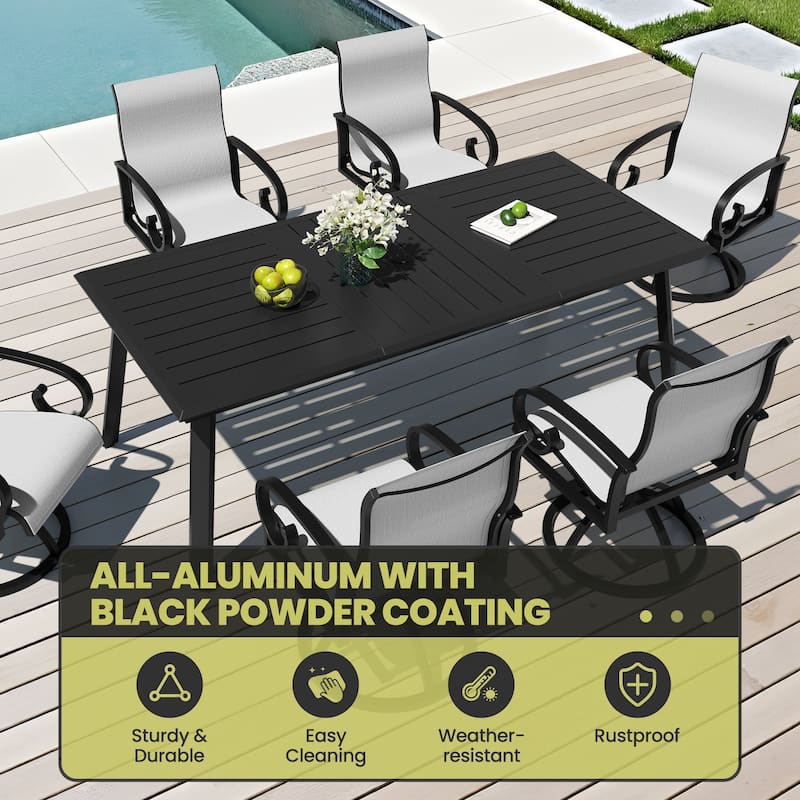 7/9-Piece Outdoor Dining Set Aluminum Dining Table with Sunbrella Swivel Chair